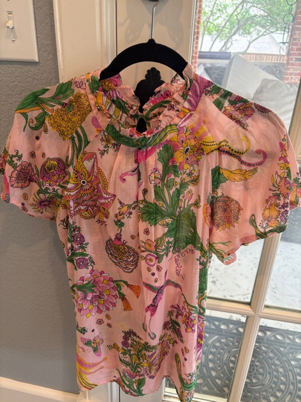 Banjanan Pink Floral Ruffle Blouse